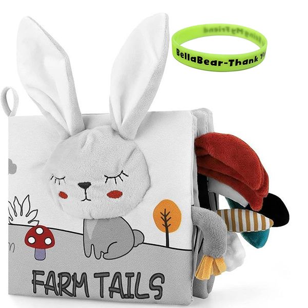 Bunny - Baby Touch &amp; Feel Crinkle Cloth Washable Book &amp; BellaBear Wristband