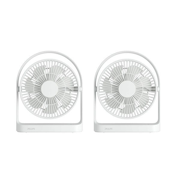 2-Pack of Jisulife Table Fan Life 5: 4000mAh Quiet 4-Speed Type C Desk Fan
