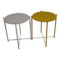 SMTE- Round Occasional Coffee Table Set of 2-White And Yellow