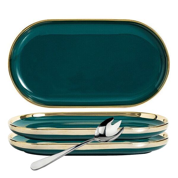 4 Pieces - Nordic Styled Porcelain Tableware,Luxury Dessert Serving Dish - 31cm