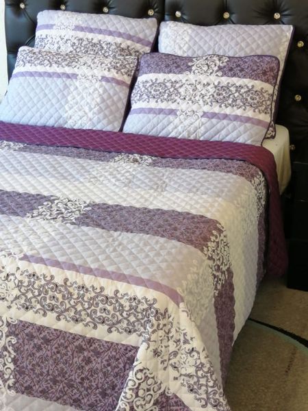 5 Piece Quilt Set Purple Bedspread Set image