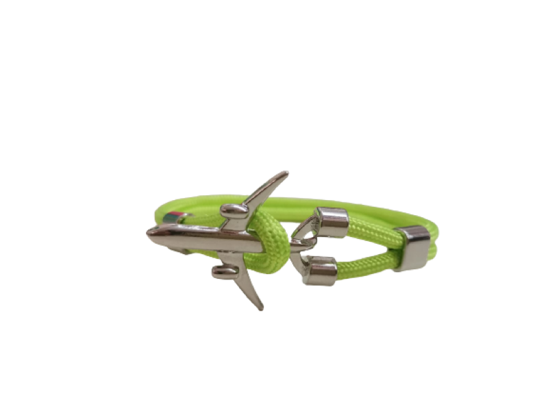 YALLI Men /Women Nylon Rope Metal Aeroplane Bracelet Bright Yellow