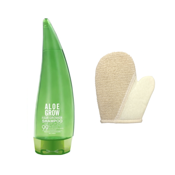 Aloe Vera Hair Growth Shampoo with Exfoliating Body Scrubbing Glove