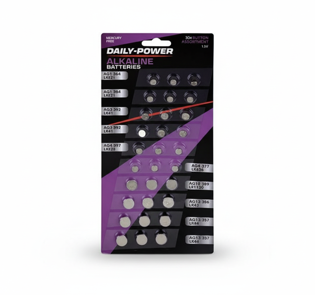 Daily Power Alkaline Batteries 1.5V 30 Piece Assorted