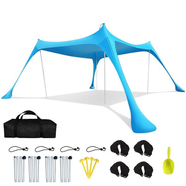 10 x 10ft Beach Tent Canopy Shade Canopy Beach Tent Pop Up Sun Shelter