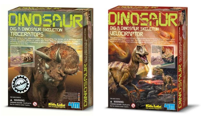 4M Dig A Triceratops and 4M Dig A Velociraptor