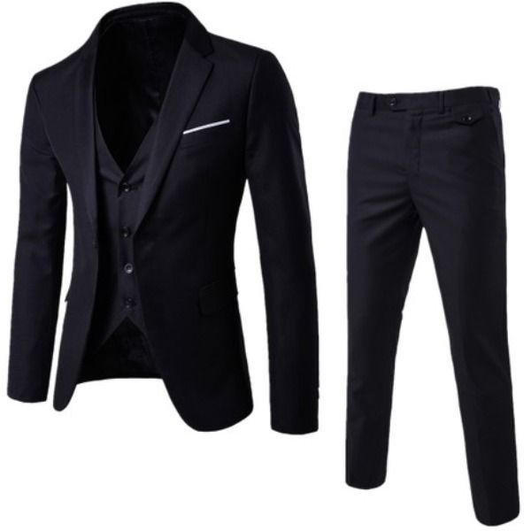Men's 3 Piece, Notched Lapel, Jacket Vest & Trousers Set - Black | Shop ...