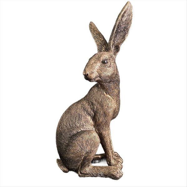 Gold Hare Ornament Sitting Hare Rabbit Antique Finish