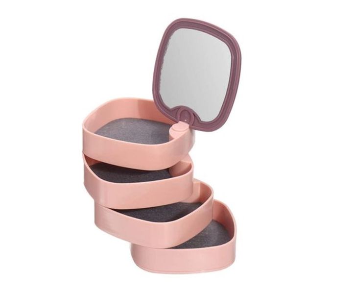 4-Layer Desktop Accessories Rotating Jewelry Storage Box with Mirror