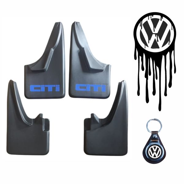 Vw Golf 1 Blue Citi Mudflaps, Drip Sticker &amp; Key image
