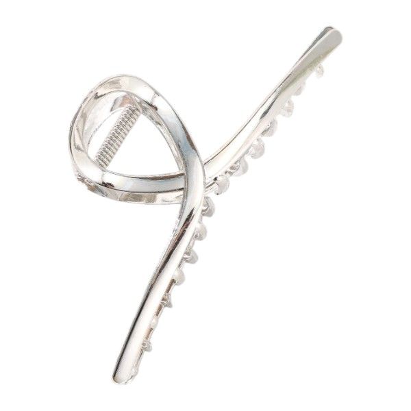 Large - Secure Hair Grip With Non-Slip Grip &amp; Hollow Loop Design - Silver