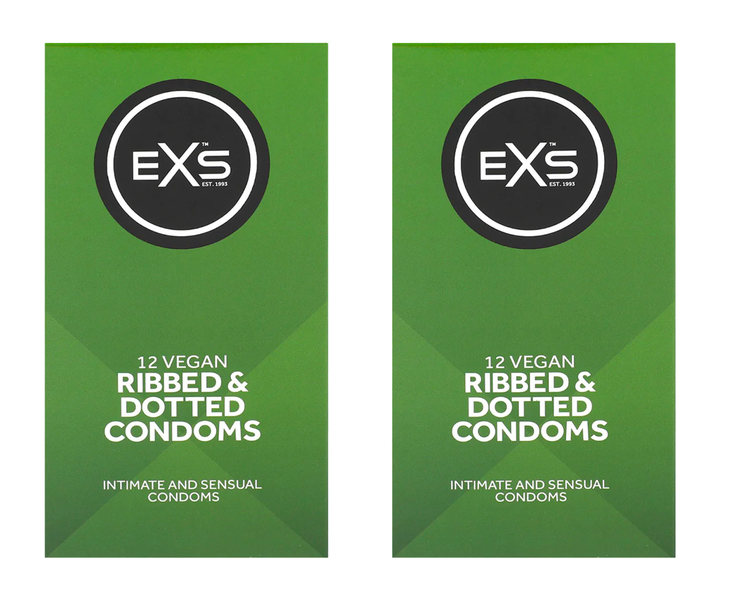 2 x 12 pack Exs Ribbed Dotted And Flared Condoms - (24 Condoms)