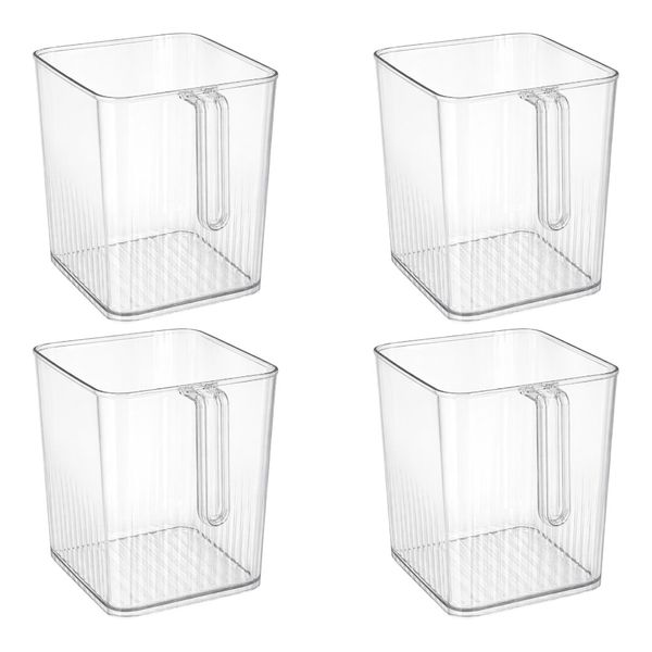 4 Pack - Plastic Refrigerator Storage Bin - Transparent
