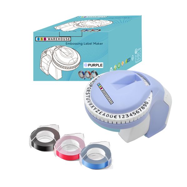 Dymo Omega Purple Embossing Label Maker + 3 free tapes - Compatible