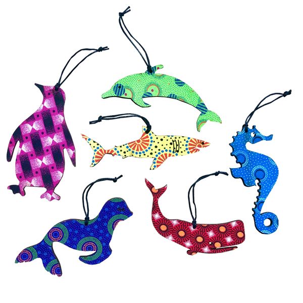 Cape Ocean Life Tree Decorations, set of 6
