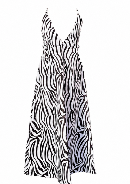 Black Polyster A-Line Maxi Dress image