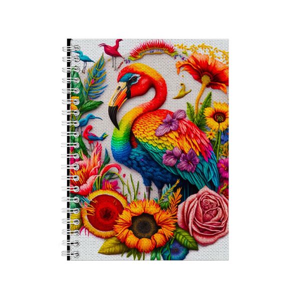 Embroidered FLAMINGO1 Notebook Animal Gift Idea Notepad Pad 100