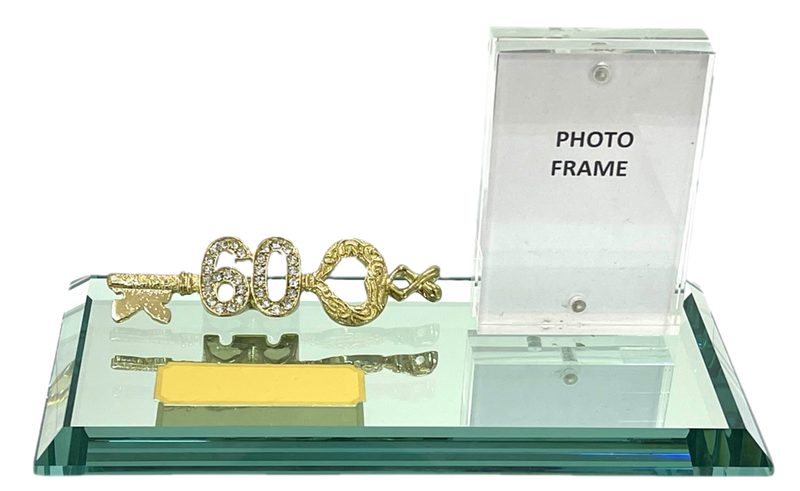 60th Key Diamante on a Mirror Base with Photo Frame