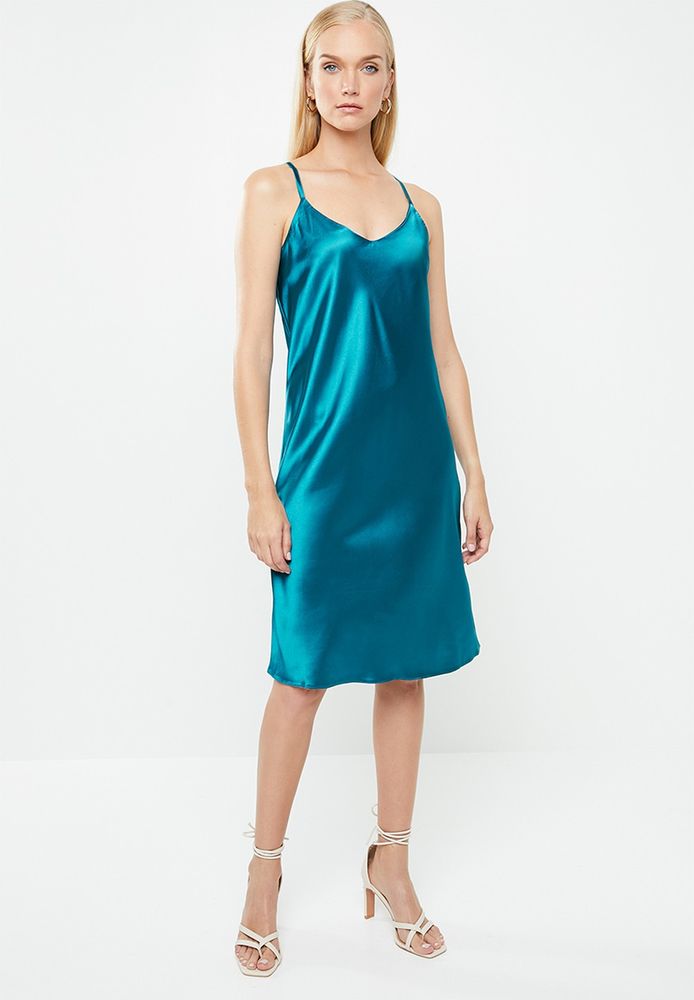 Women's Dailyfriday Satin Slip Dress - Emerald | Buy Online in South ...