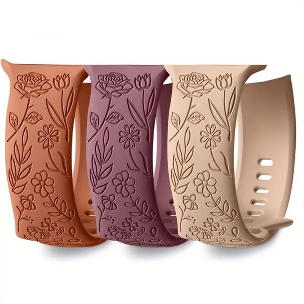 Floral Engraved Floral Bands Compatible with Apple iWatch Straps Flower