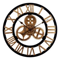 Heartdeco Vintage Industrial Gear Wooden Silent Quartz Wall Clock 40cm