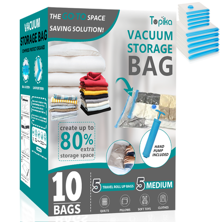 TopikaHome - 10 Pack Vacuum Storage Bags, Vacuum Seal Bags for Home Storage Image