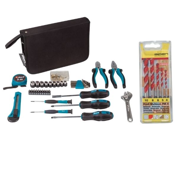 Bort - DIY Hand Tool Set (39 Piece) & Alpen Multicut Drill Bits (5 Piece)