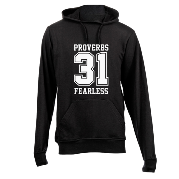 Black Brushed Cotton Hoodie - Proverbs 31 Fearless