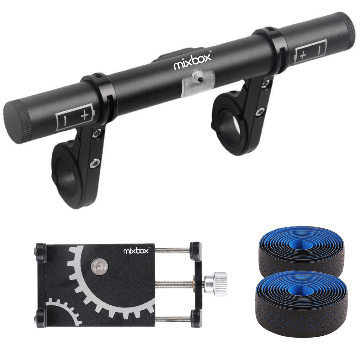 Aluminium Alloy Bike Handlebar Extender & Phone Holder Handle Tape Set