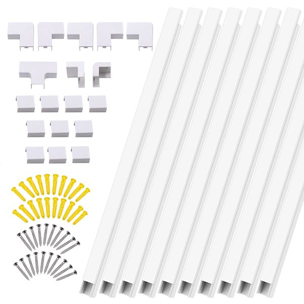 10Pcs PVC Cord Duct Cable Cover Raceway Wall Cable Management