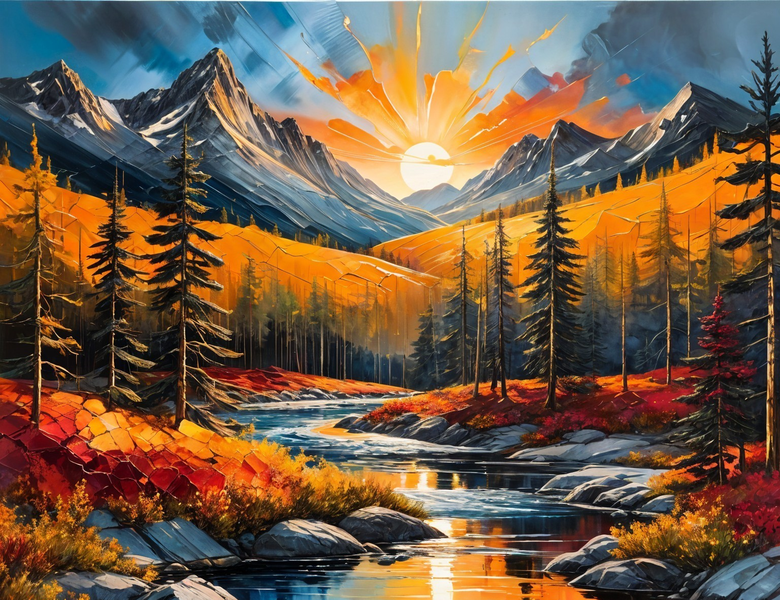 Modern Canvas Wall Art Home Decor - Sunrise River