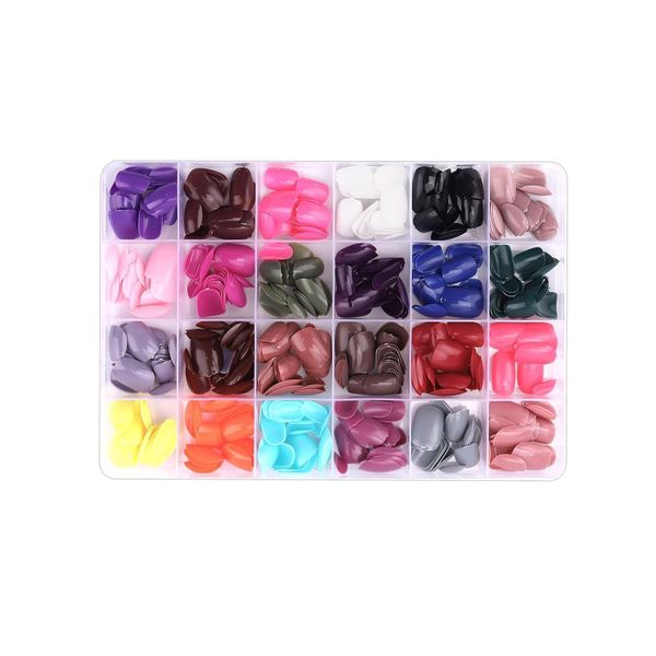 Artificial Nails 576-Piece Short Nails Mix Colour Full Cover Nail Tips