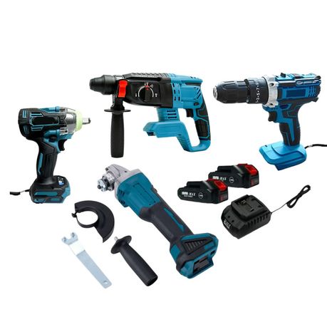 4 Pieces Heavy Duty Power Tool Set 2 48V Battery Packs Cordless