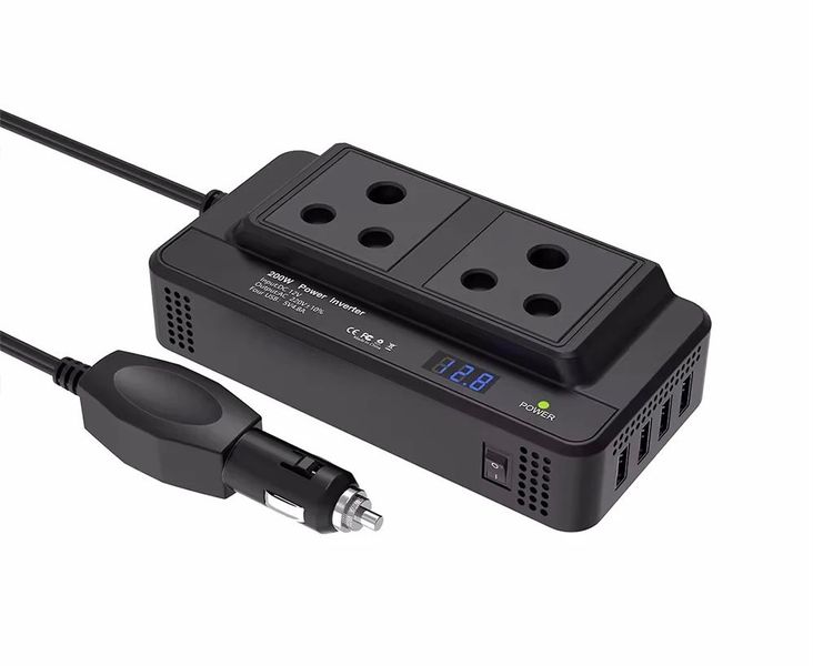 200W Car Power Inverter 12V to 220V with 4 USB Ports