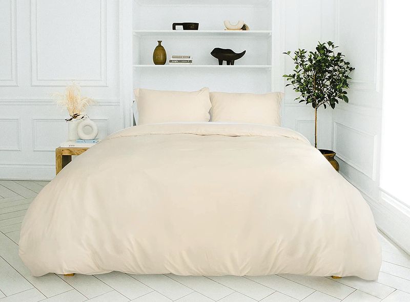Wonder Towel Wrinkle Resistant Hotel Duvet Cover Set Double Cream