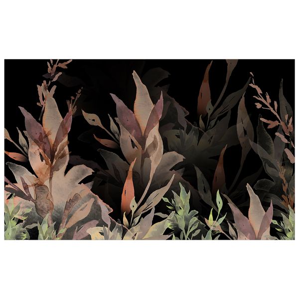 Green Leaves on a Black Background Rectangle Tablecloth