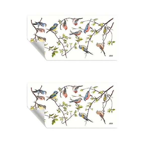 Decor Twig Bird Static Cling Colorful Window Sticker Set Of 2 -40cm