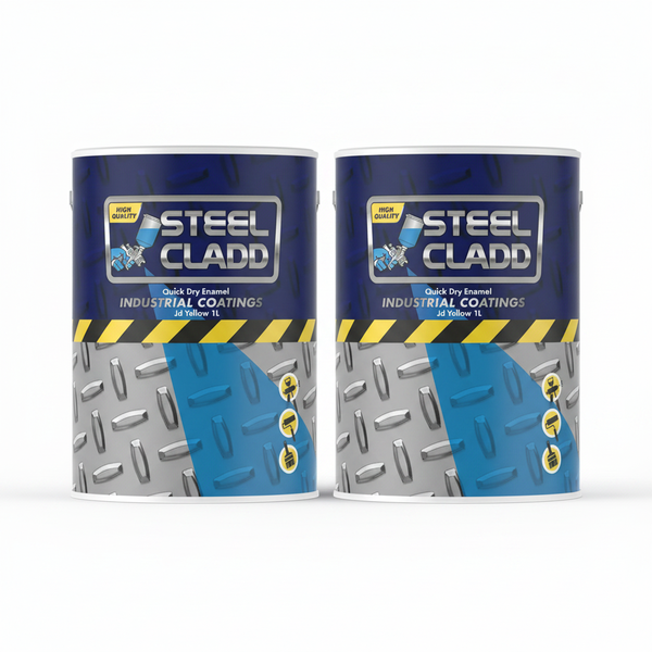 Steel Cladd Quick Dry Gloss Enamel Paint JD Yellow 1Liter - 2 Pack