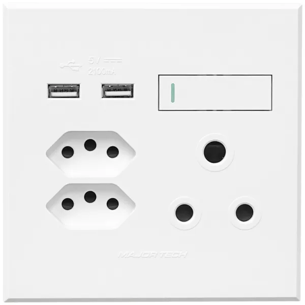 Modern White Single Socket 2 Euro 2 USB