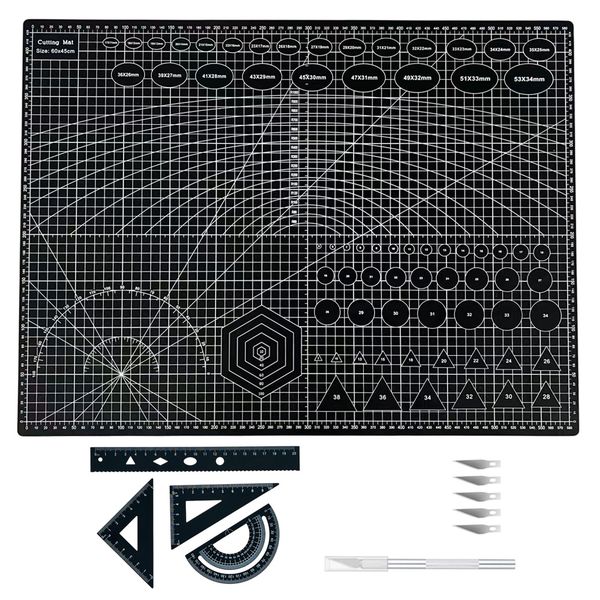 A2 Self-Healing Cutting Mat Set with Metal Rulers and Craft Knife