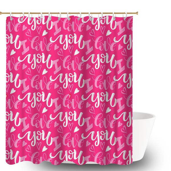 Vintage Heart Print Shower Curtain with Hooks for Bathtub Bathroom Decor
