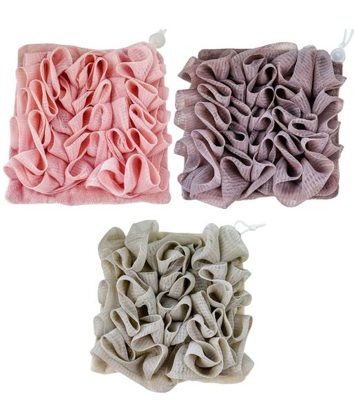 2 in 1 Bar Soap Loofah Pouch Can Hold Soap Effective Exfoliation-3 Pack