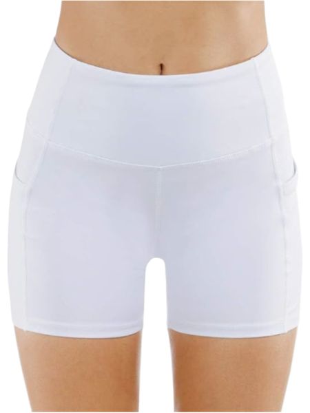 High-Waisted Sports Shorts, Breathable And Elastic Yoga Shorts, White