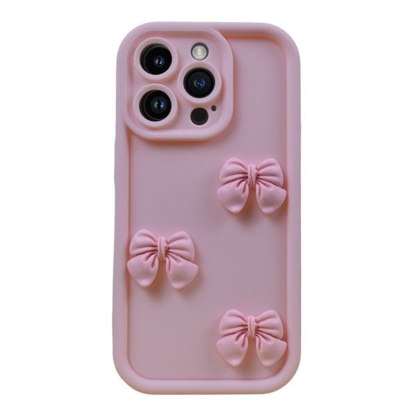 3D Bow Phone Case Compatible With Phone 14 Pro - Pink