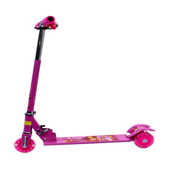 Scooter 3 Wheeled Folding Adjustable Scooter with Light Up Wheel - Pink