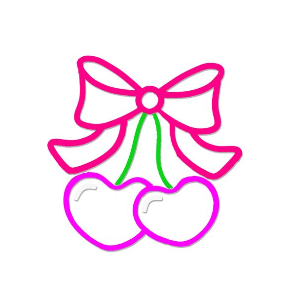 Valentine's Day Cherry Bow Neon Sign Lamp 11.8 x 11.8'' Pink and Rose Red
