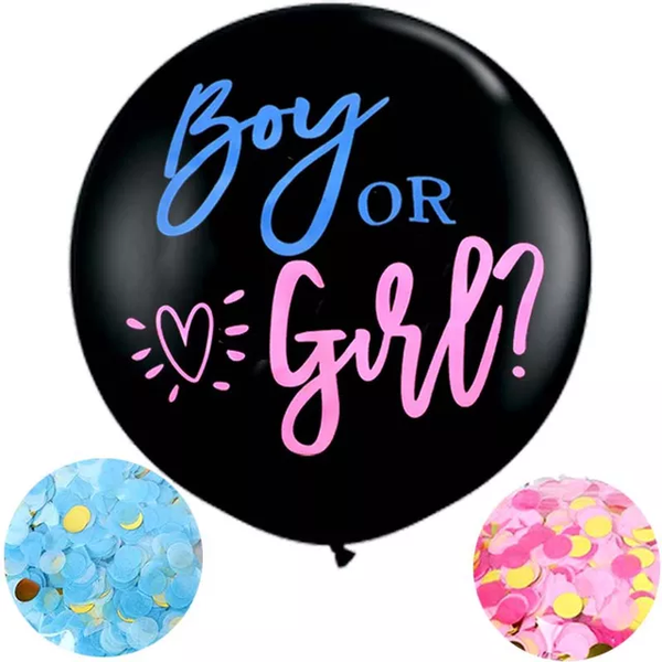 High Quality 36inch Gender Reveal Balloon with Pink&amp;Blue writing &amp; confetti
