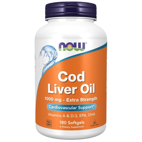 NOW Foods Cod Liver Oil, Extra Strength 1,000 mg - 180 Softgels