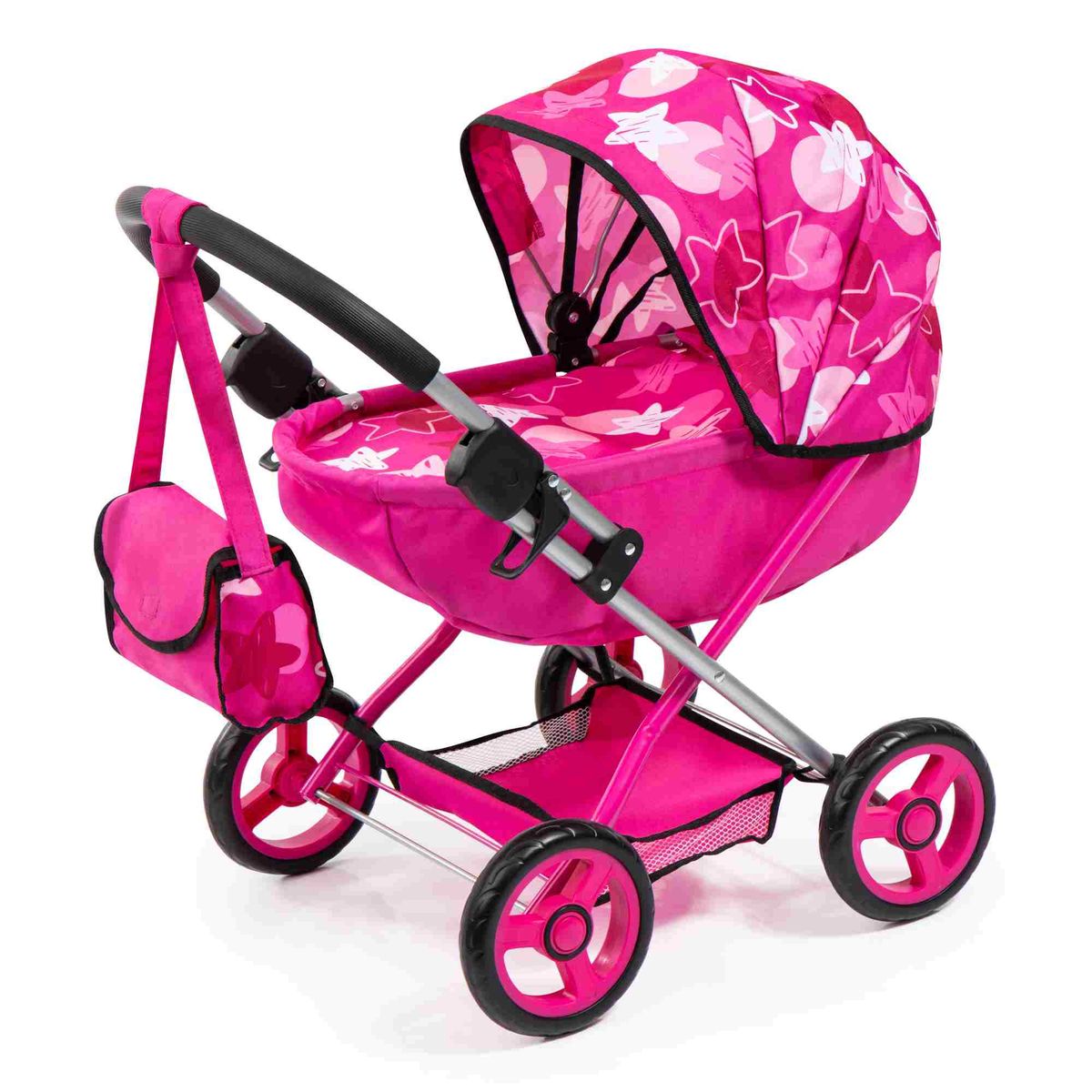 Bayer Cosy Dolls Pram (Black/Pink) Stars (58cm Tall) | Buy Online in ...