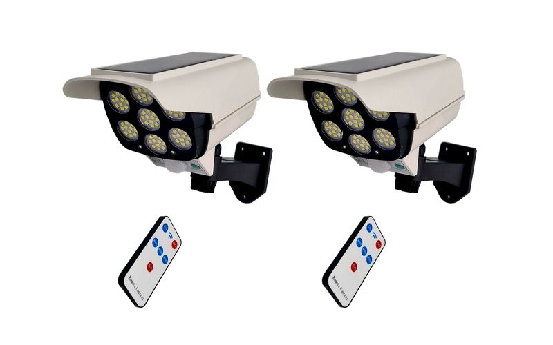 SET OF 2 Camera Shaped Motion Sensor Security Solar Spotlight